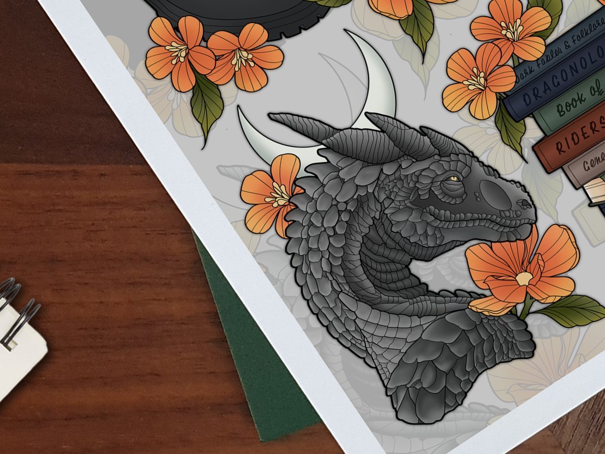 BloodAndBlossom - FW Dragon Riding Inspired Romantasy Bookish Art Print ~ A5/A4 BloodAndBlossom - FW Dragon Riding Inspired Romantasy Bookish Art Print ~ A5/A4
