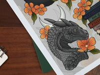 BloodAndBlossom - FW Dragon Riding Inspired Romantasy Bookish Art Print ~ A5/A4 BloodAndBlossom - FW Dragon Riding Inspired Romantasy Bookish Art Print ~ A5/A4